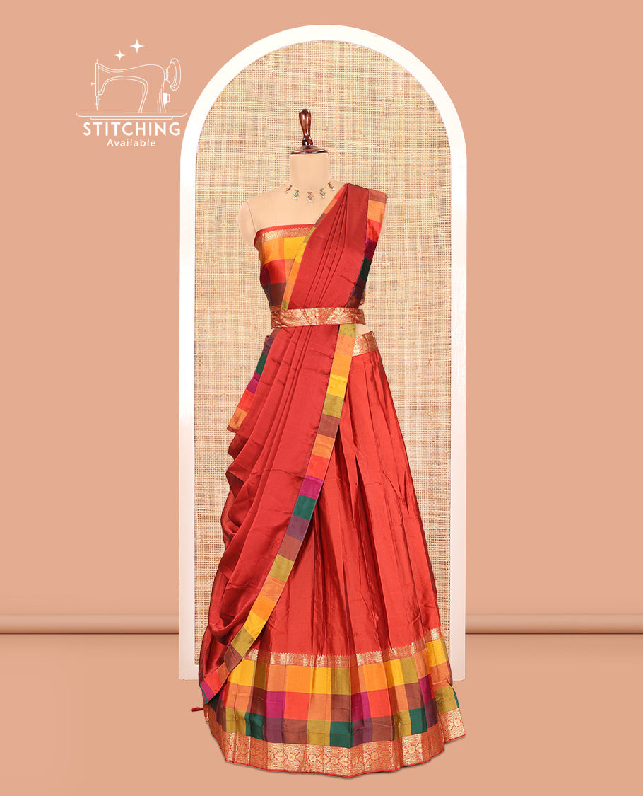 Red Semi-Silk Half-Saree