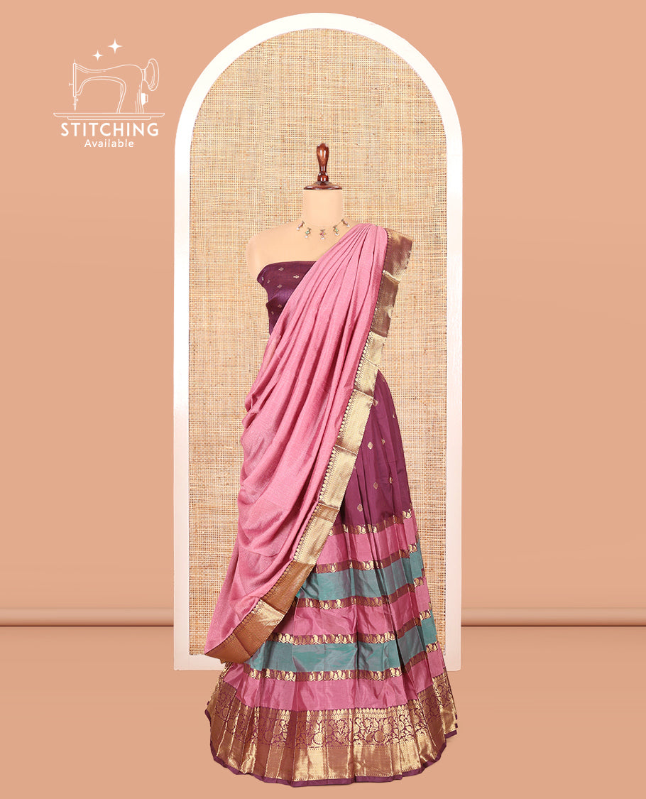 Purple Semi-Silk Half-Saree