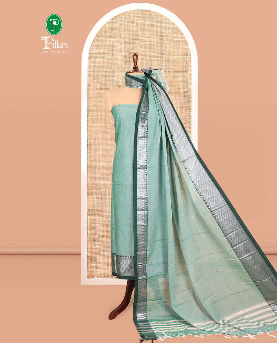 Green Mercerised Cotton Material Churidar Set