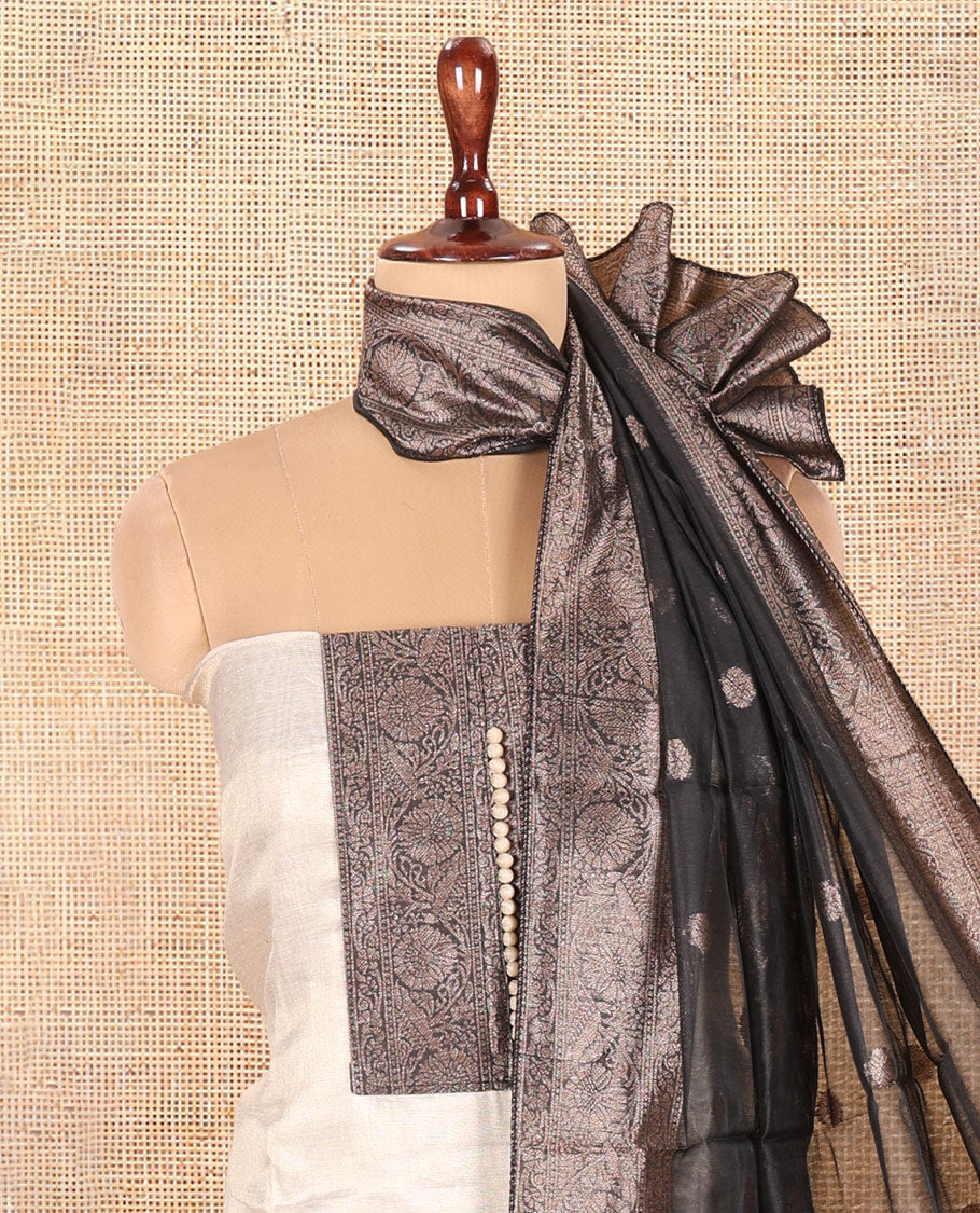 Chikku-Black Shimmer Tissue Material Chudidar Set