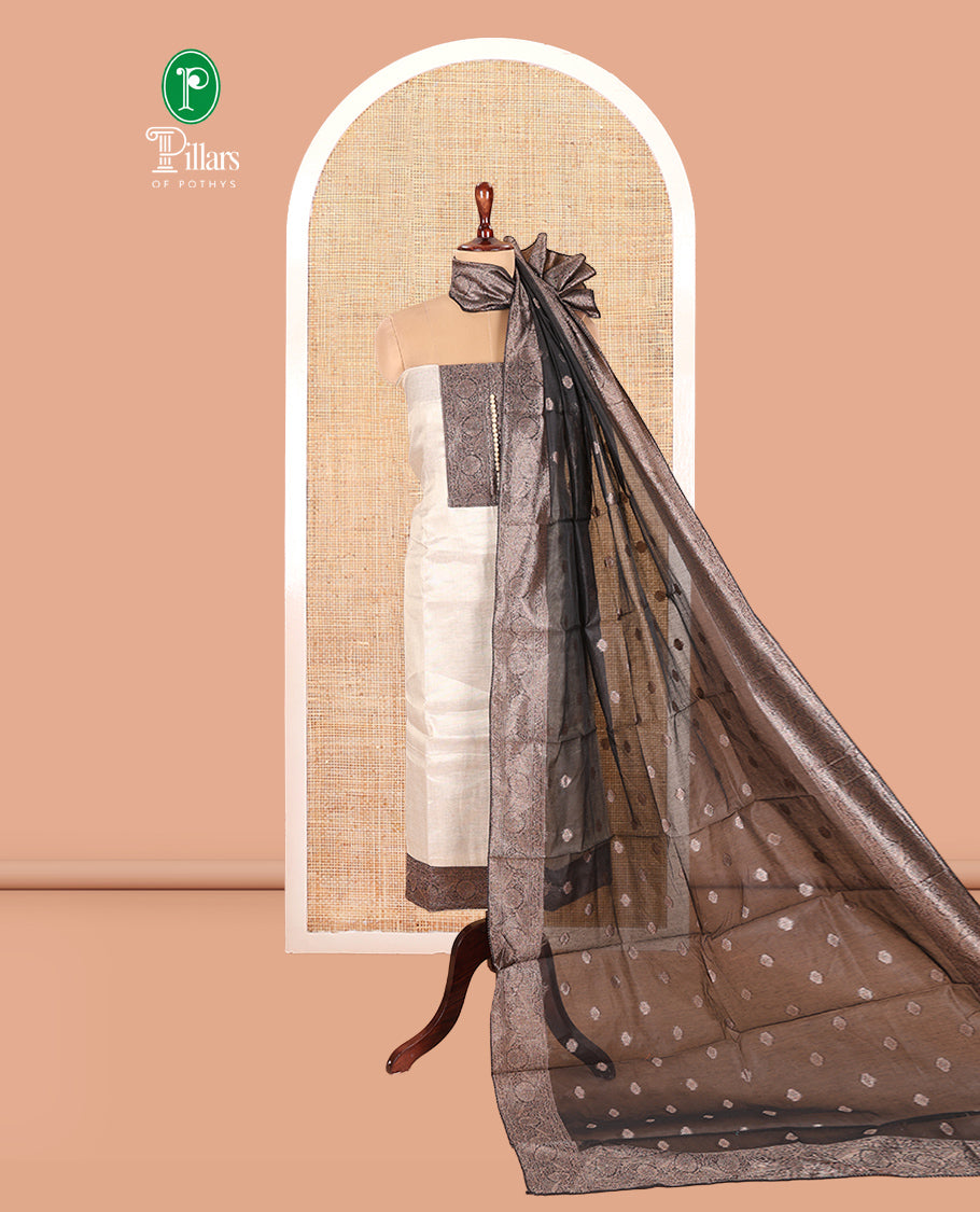 Chikku-Black Shimmer Tissue Material Chudidar Set