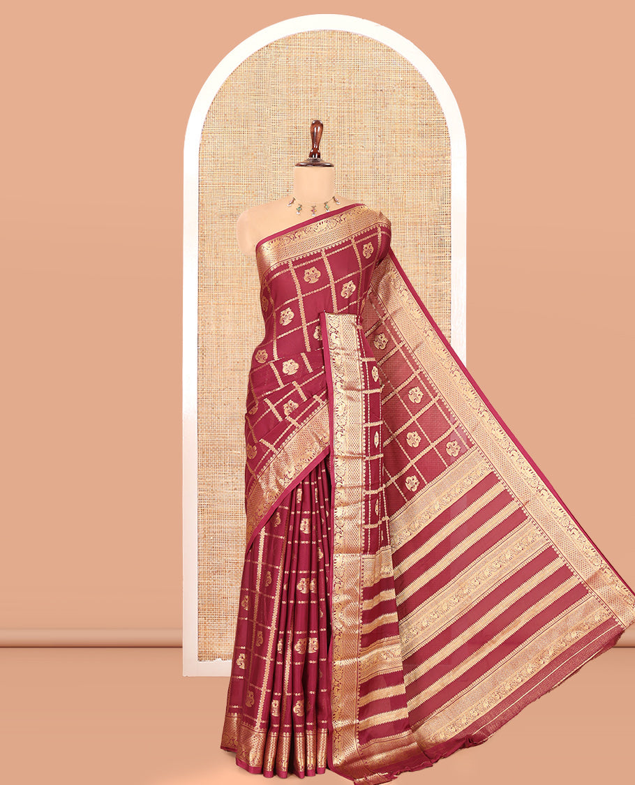 Wine Fancy Mysore Silk Saree