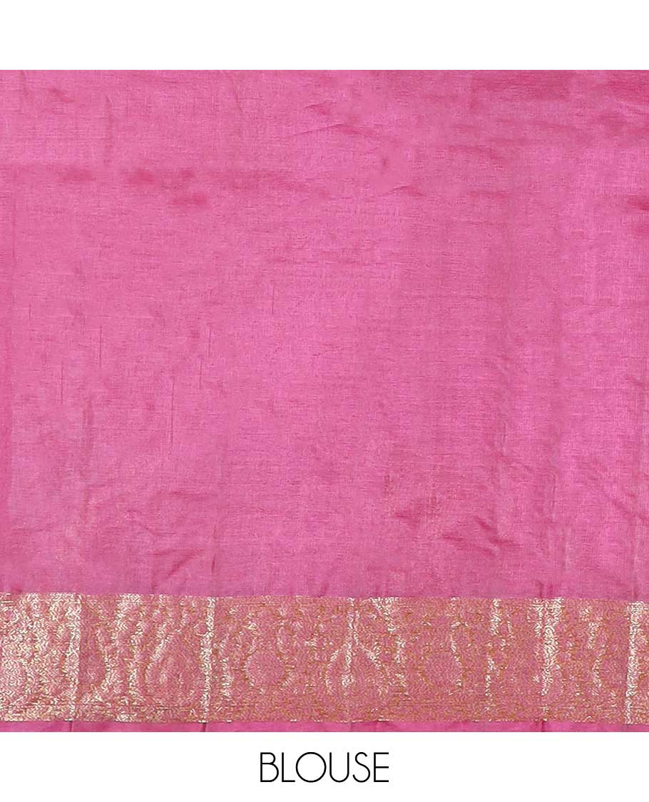 Purple floral motifs tussar silk saree with self floral design border & floral design pallu
