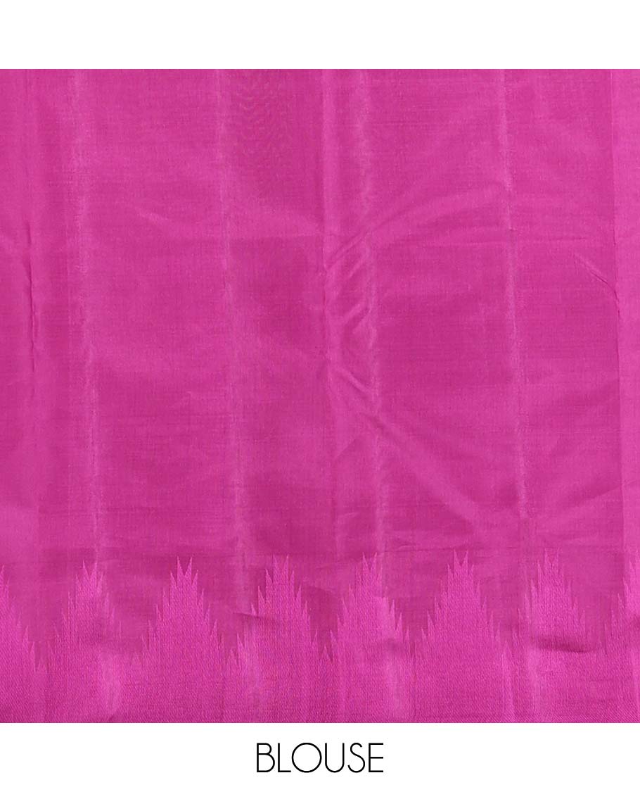 Rani pink zari buttas Vasundhara silk mix saree, zari scallop border of manga & mayil kann & jaal pallu