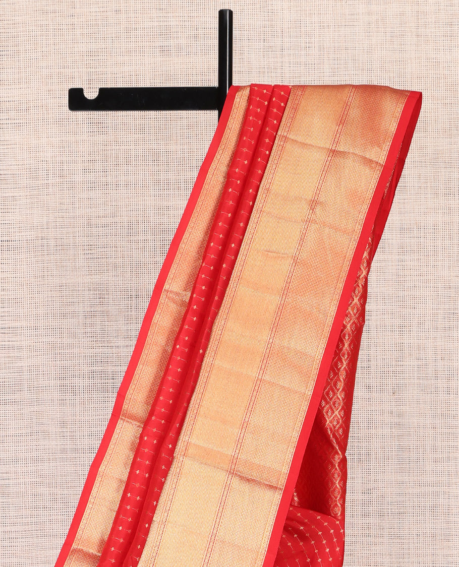 Red Zari Striped Vasundhara Lite Silk Mix Saree, a Traditional Border, Jaal Pallu, a Matching Blouse