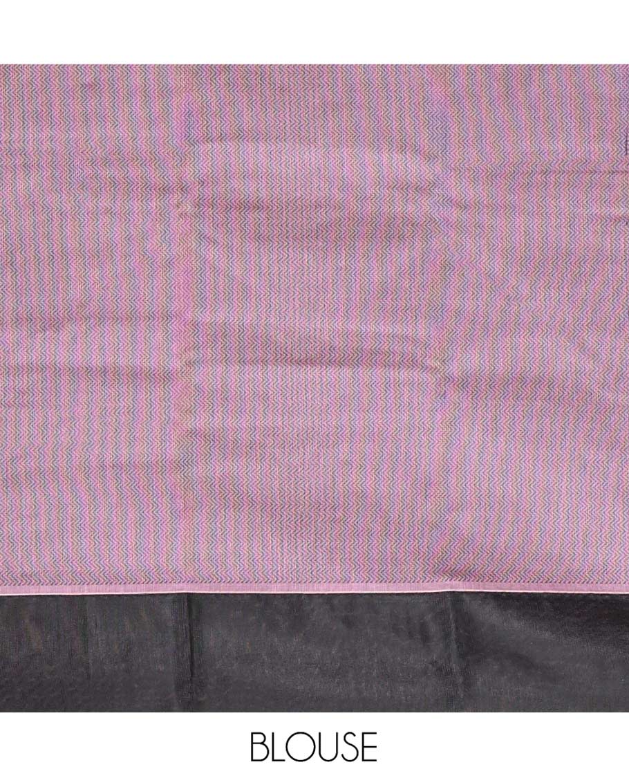 Pink Semi-Silk Cotton Saree, Delicately Designed with Buttas All Over Its Body, Contrast Plain Border, Pallu of Jaal Design, and Paired with a Matching Blouse