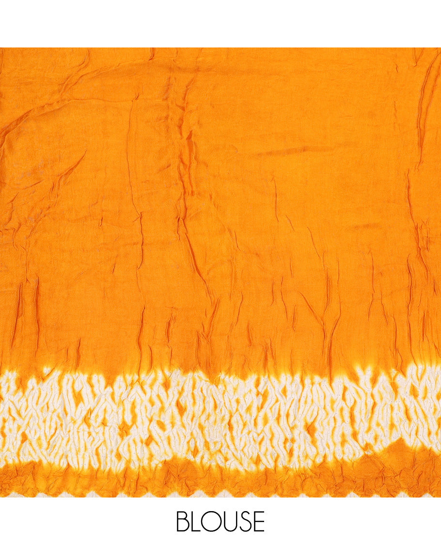 Borderless Yellow Bandhani Dola Silk Saree