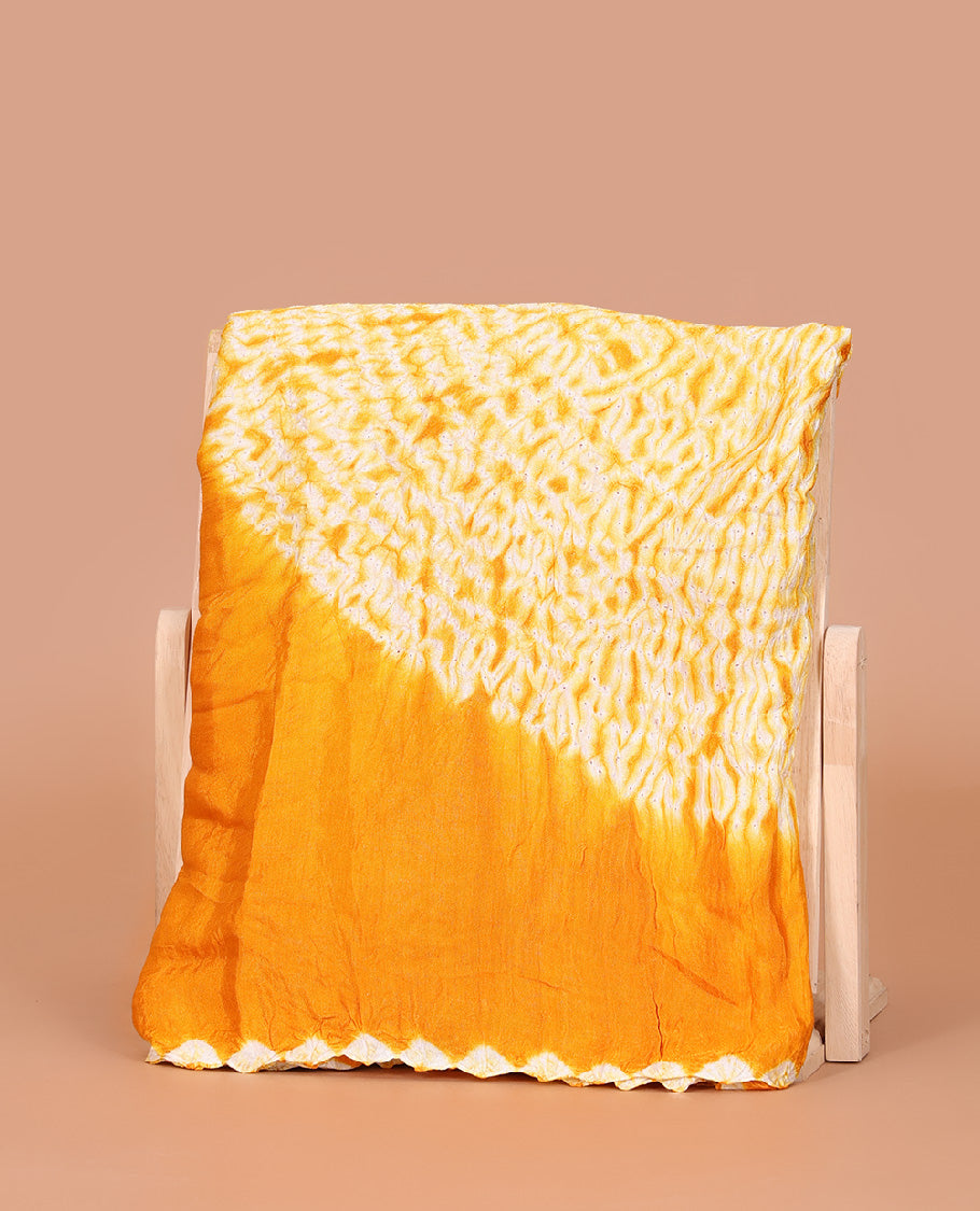 Borderless Yellow Bandhani Dola Silk Saree