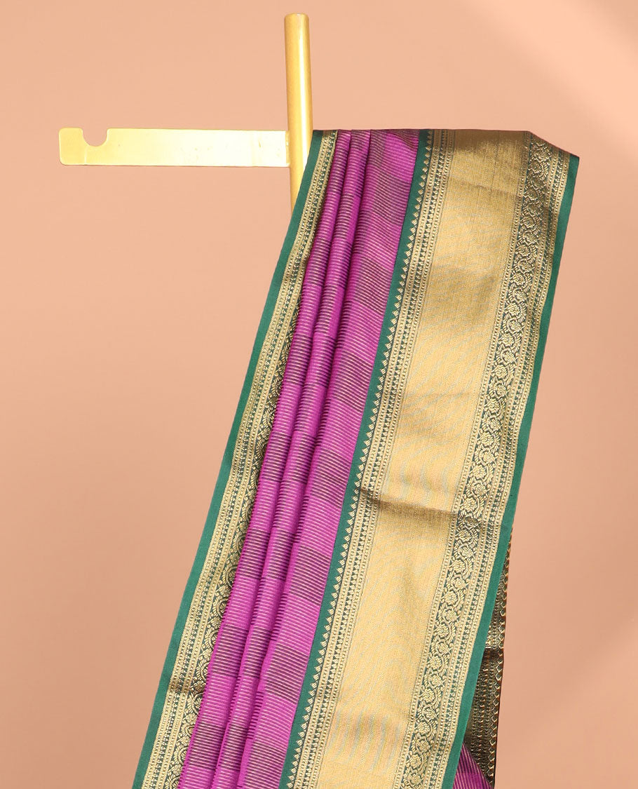 Purple checked soft silk saree with contrast intricate zari design & argyle design pallu