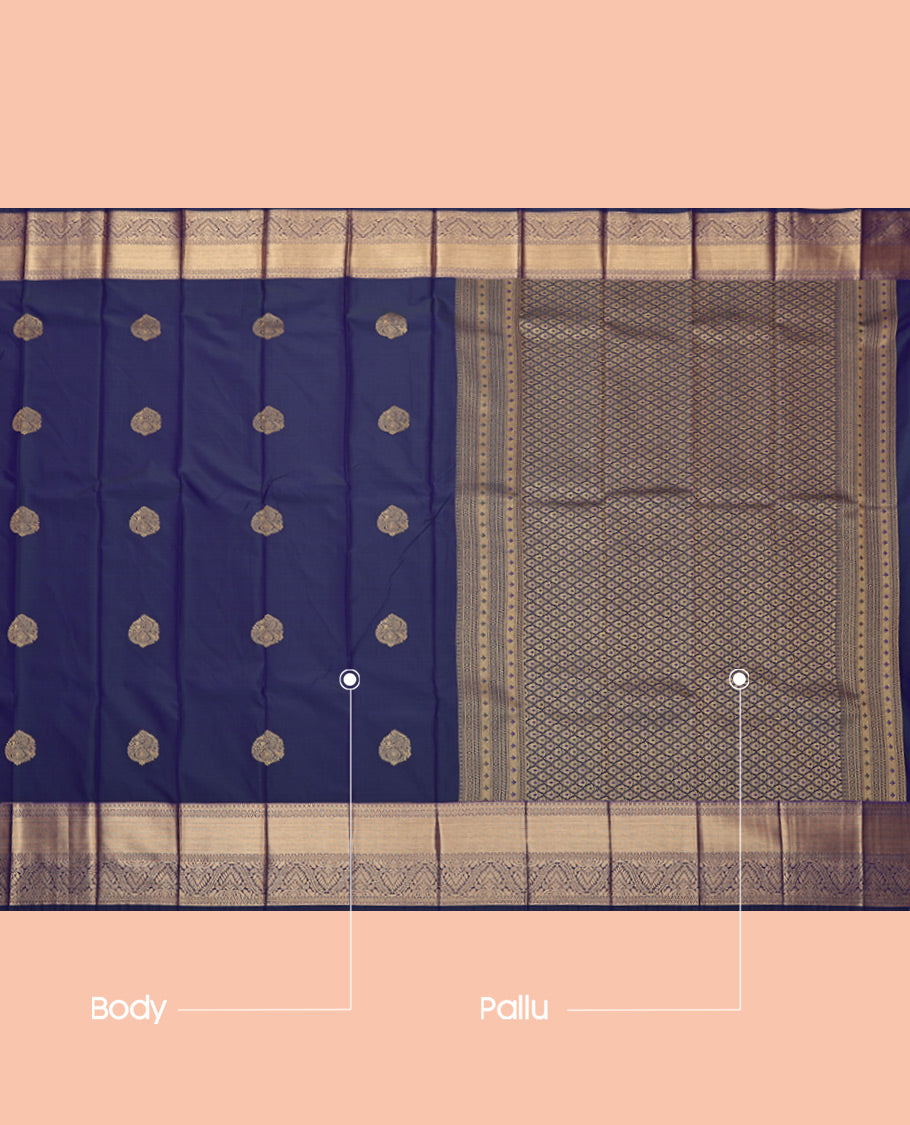Blue Budget Silk Saree, Finely Crafted with Zari Buttas, Highlighted by a Traditional Zari Border, Jaal Pallu, and Matching Blouse