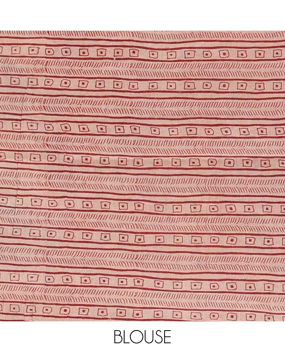 Multi-color geometric patterns machine printed kalamkari cotton saree, contrast patola elephant border, and pallu steeped with patola elephants