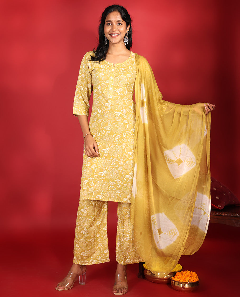 Yellow Rayon Readymade Suit