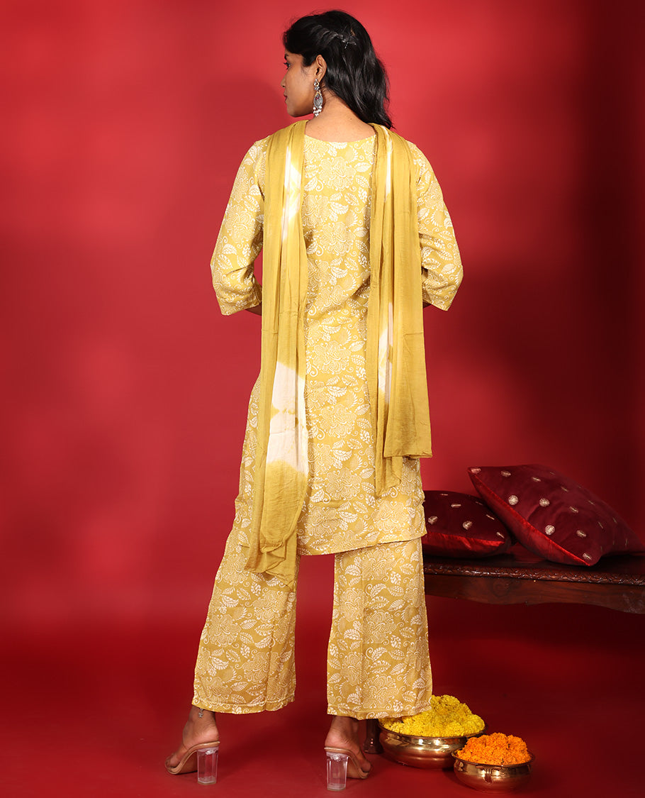 Yellow Rayon Readymade Suit