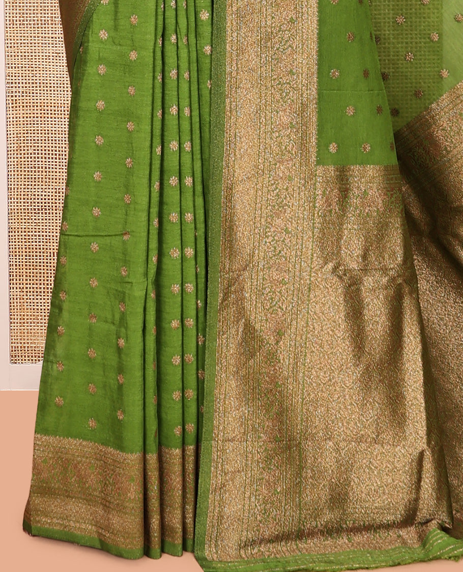Leaf Green Fancy Crepe Saree