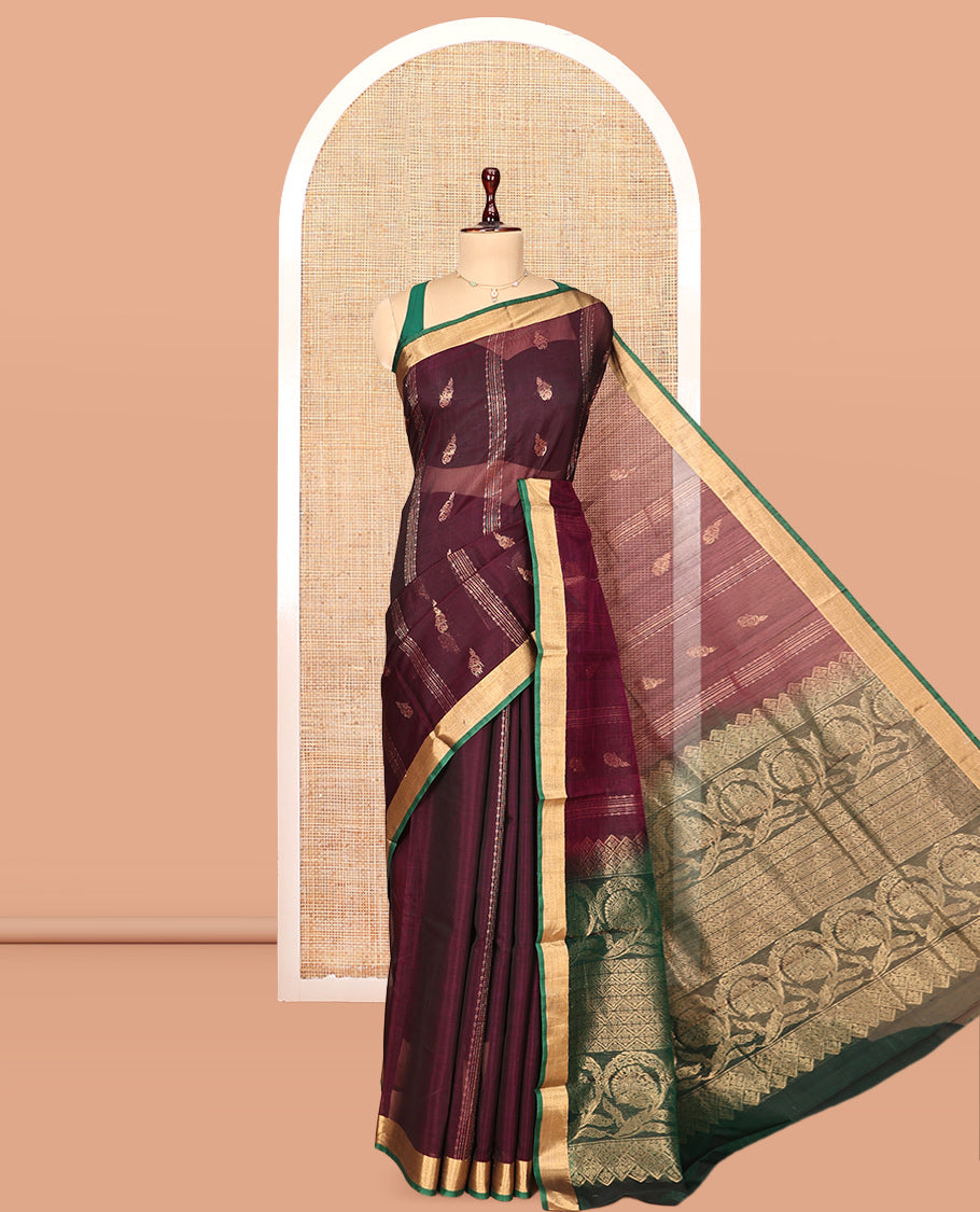 Wine Silk Cotton Saree