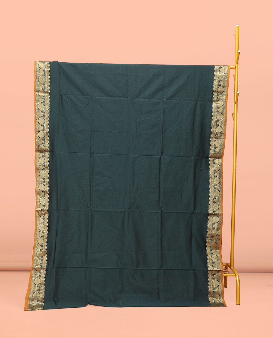 Green Plain Poly Cotton Saree