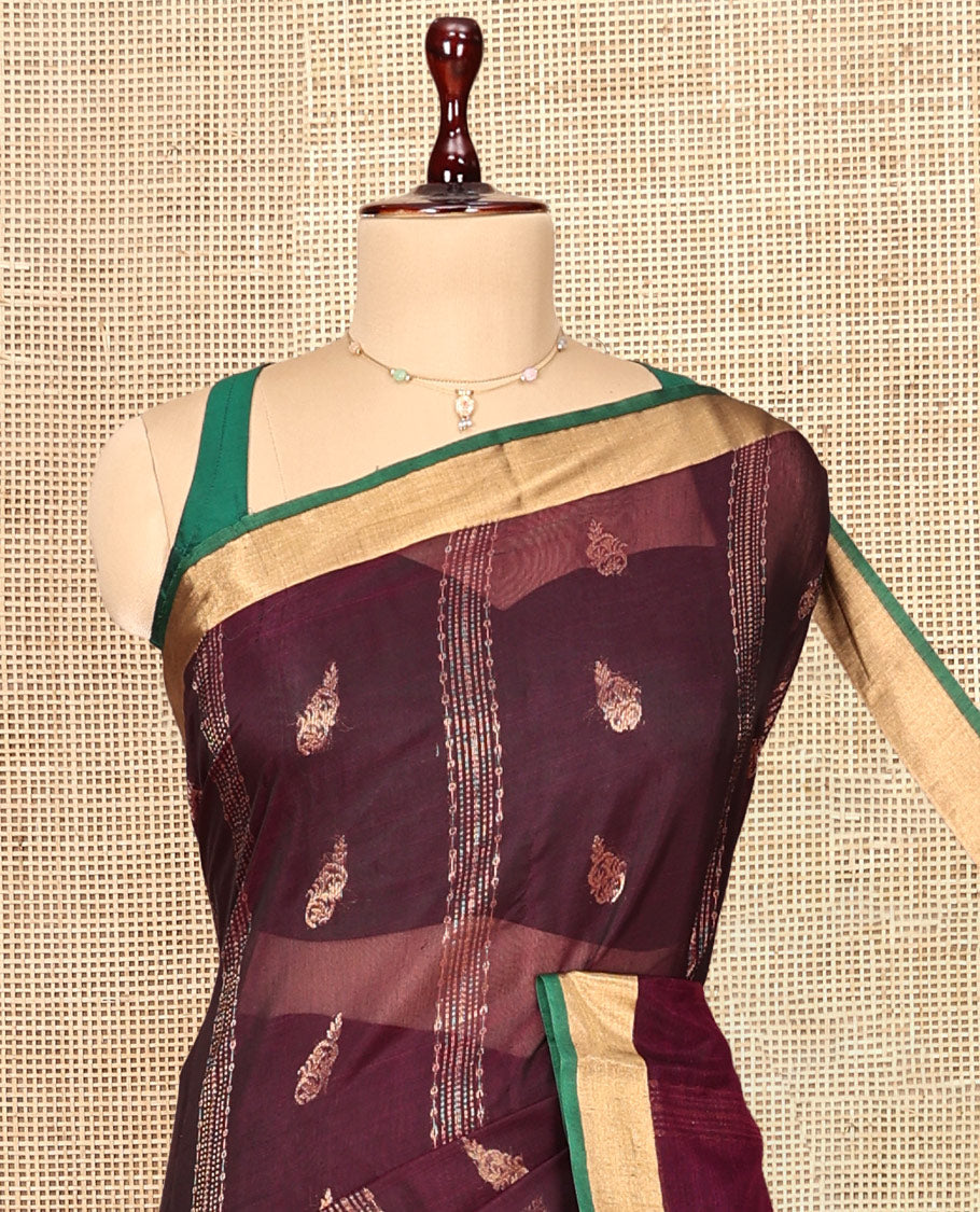 Wine Silk Cotton Saree