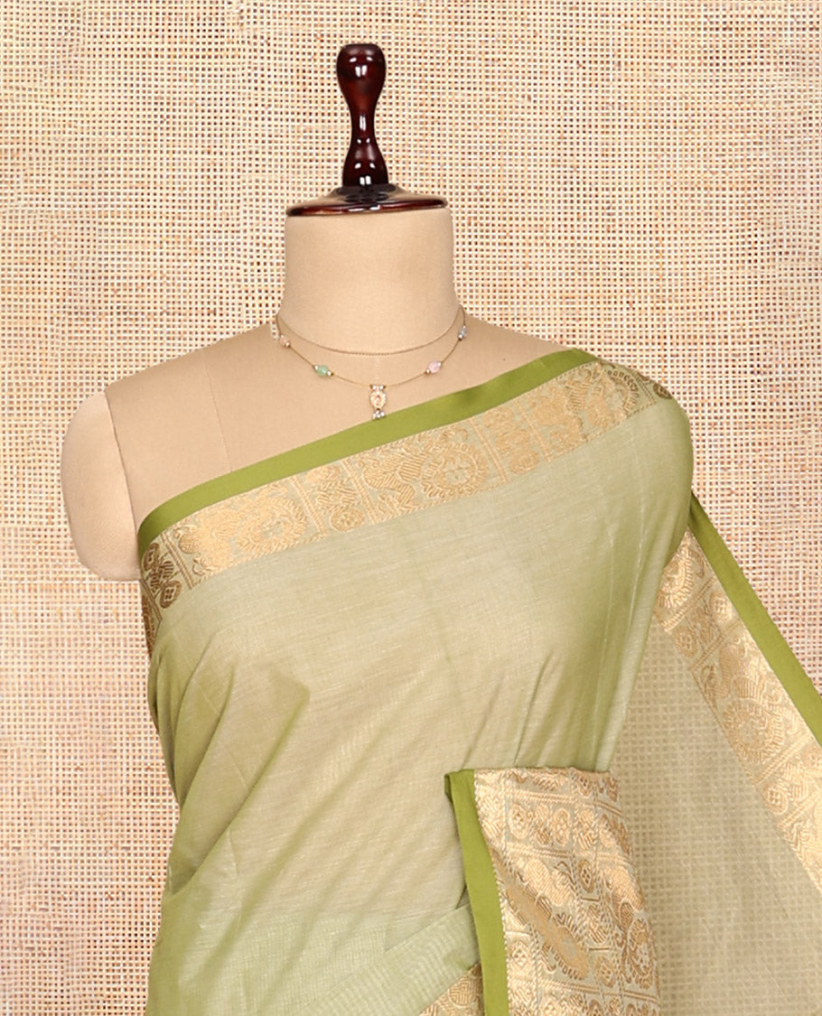 Pale Green Plain Chettinad Cotton Saree