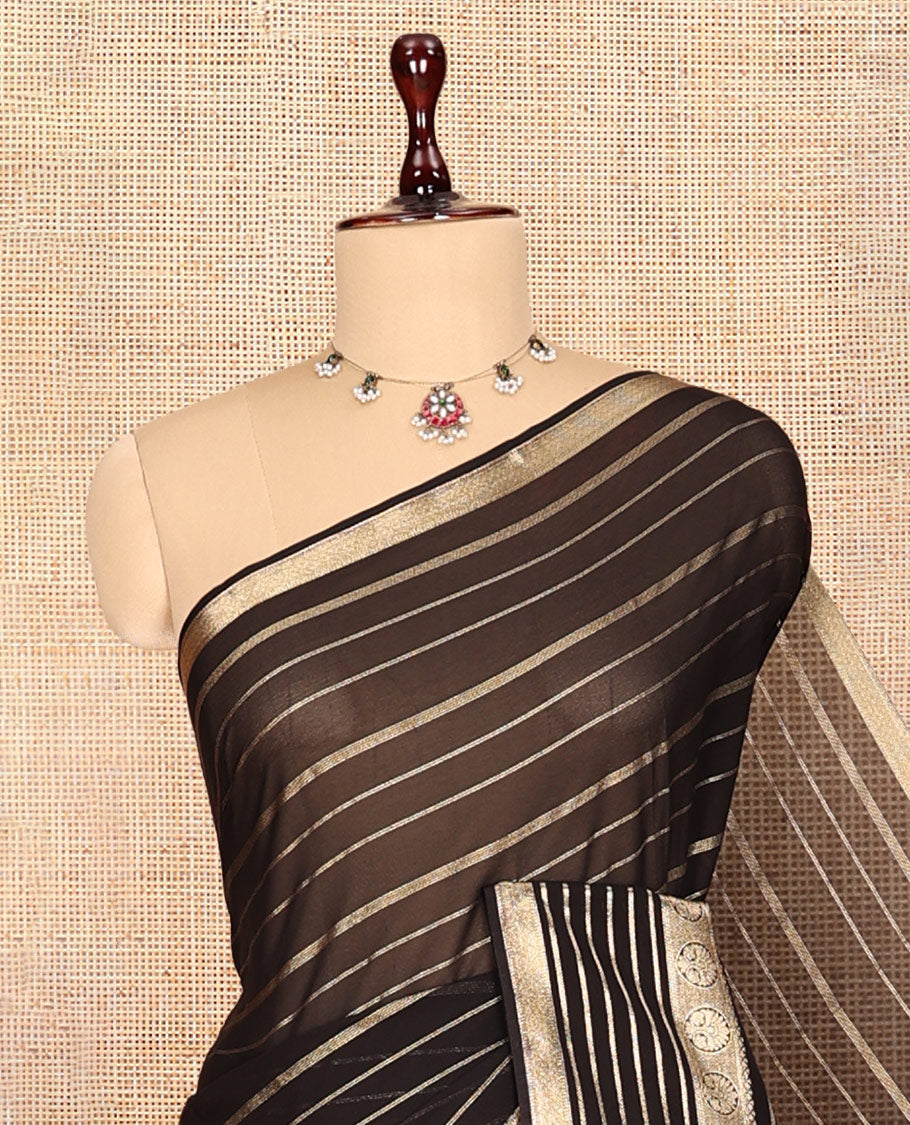 Black Semi Mysore Silk Saree