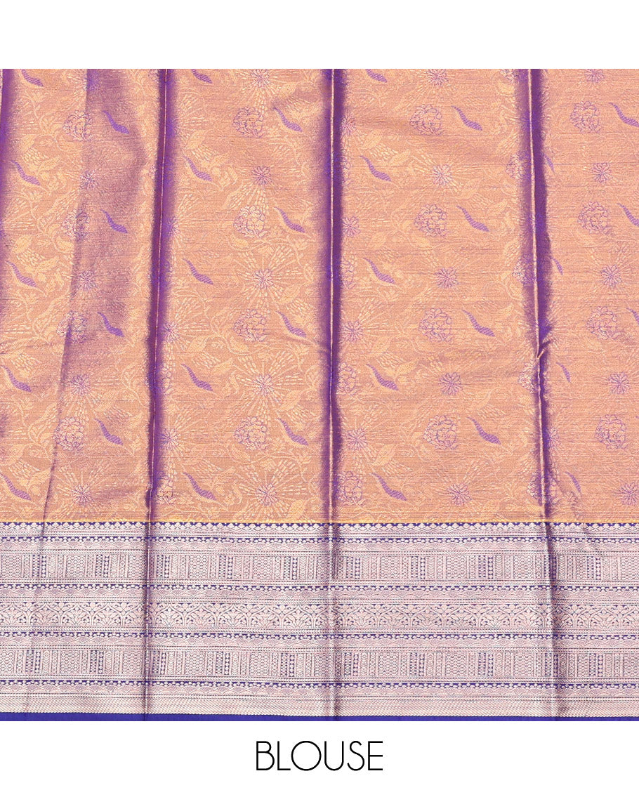 Brown Dual-Tone Art Silk Half-Saree, Spotlighted with Jacquard Design, Contrast Traditional Zari Border, and Paired with a Matching Blouse