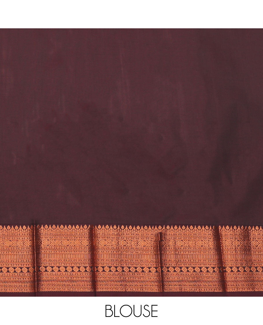Brown Budget Silk Saree, Embellished with Zari Buttas and Checks All Over Its Body, Highlighted by a Traditional Zari Design Border, Grand Pallu, and Paired with a Matching Blouse