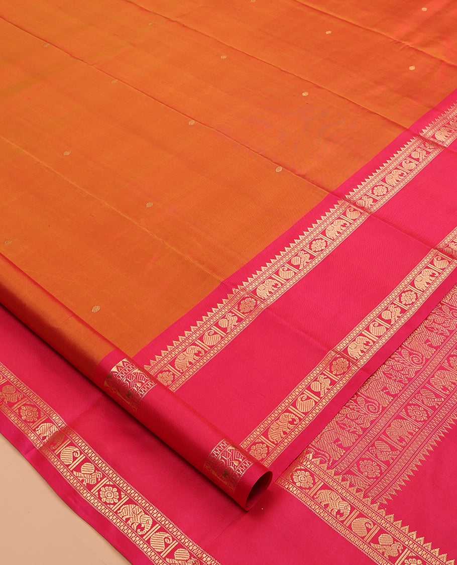 Orange Kanchipuram Chettinad Saree