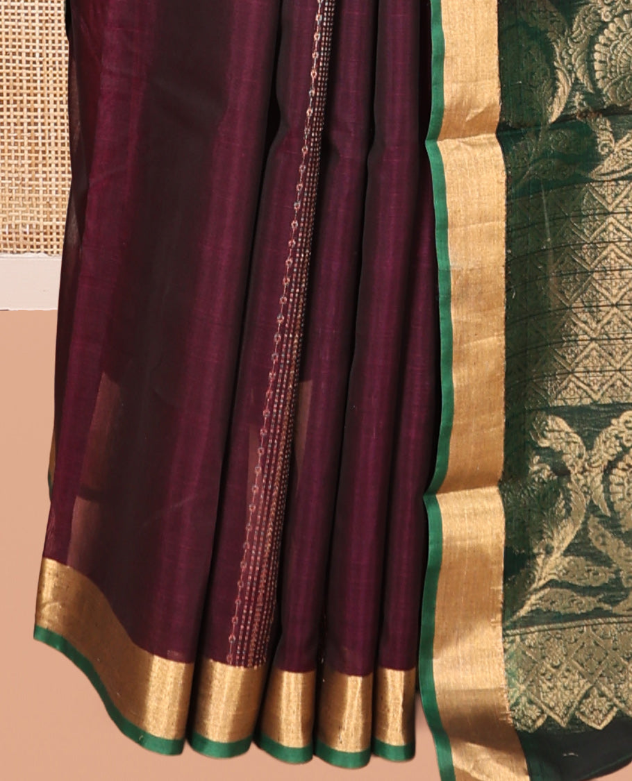 Wine Silk Cotton Saree