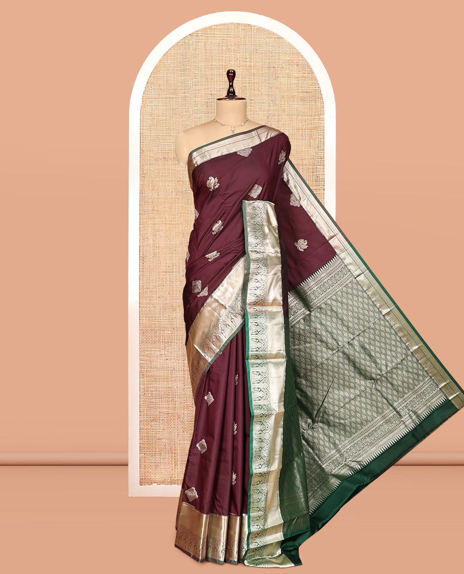 Brown Zari Buttas Gift Saree