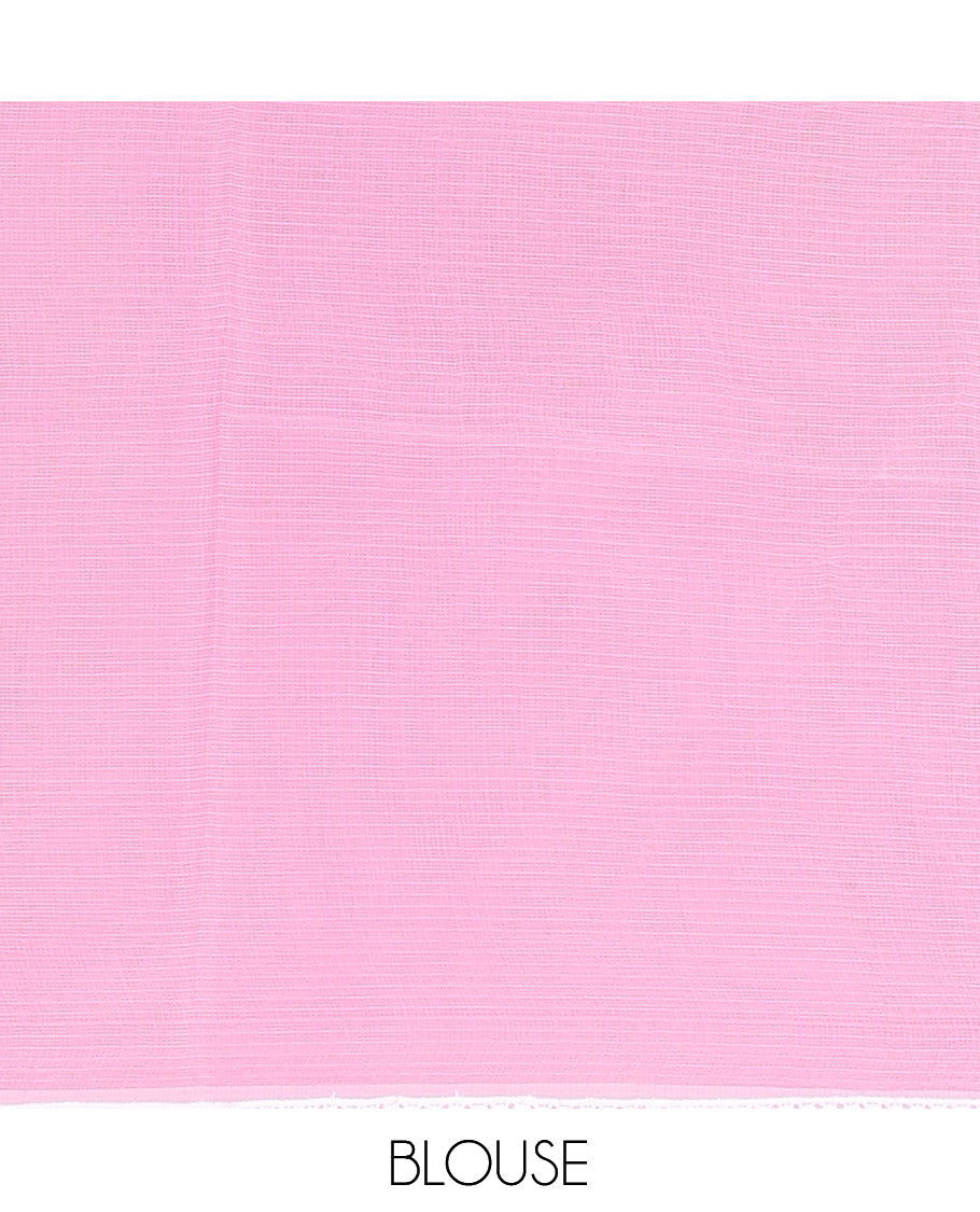 Pastel Lavender Kota Doria Saree, Delicately Woven with Butterfly Buttas, a Lace Border, a Matching Blouse