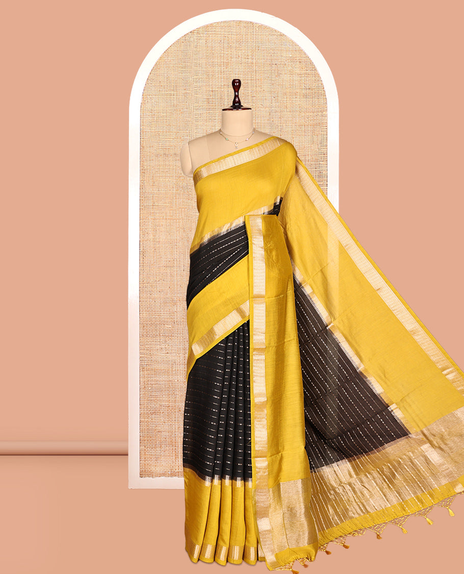 Black Assam Silk Saree