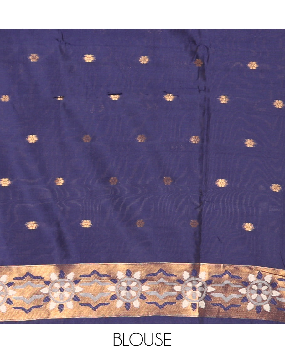 Grey Elite Soft Silk Saree, Adorned with Pochampally-Style Ikat Thread Weave, Contrast Chakra Border, Floral Pallu, and a Contrast Blouse