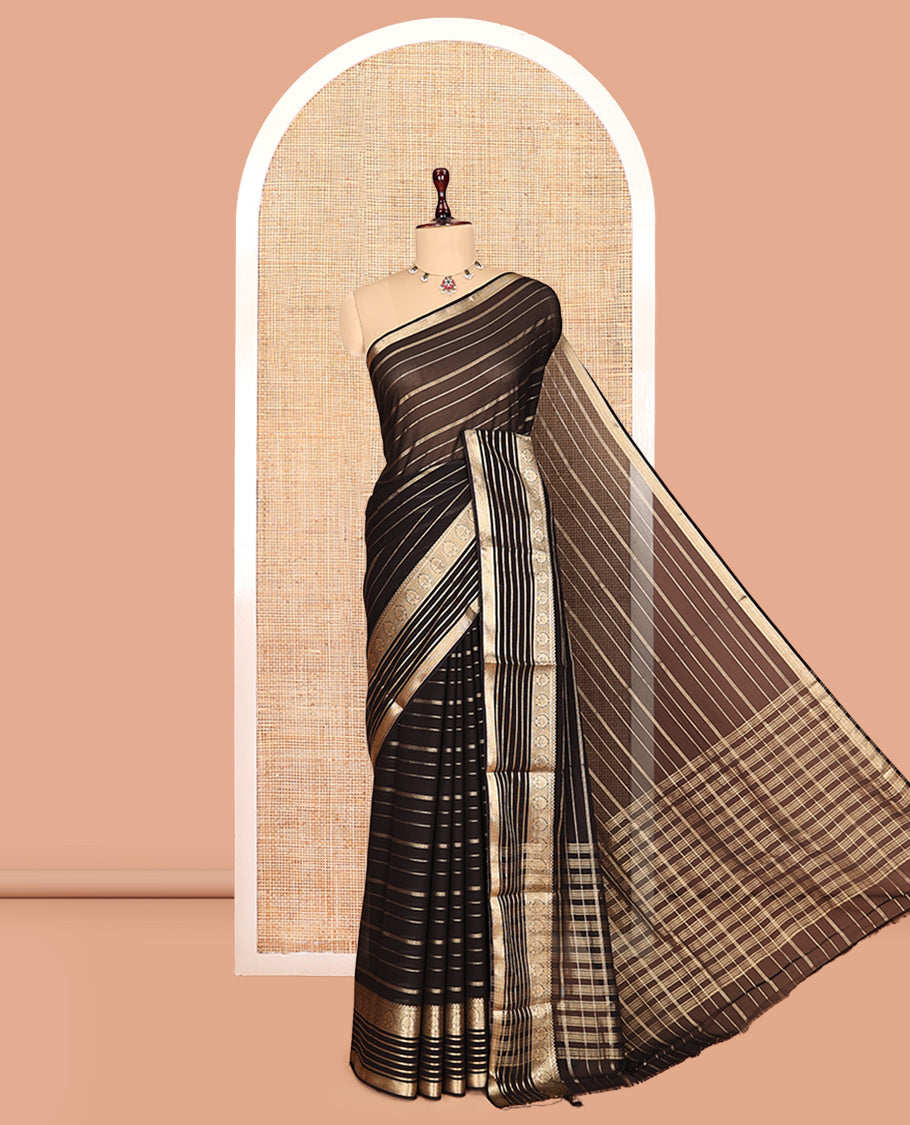 Black Semi Mysore Silk Saree