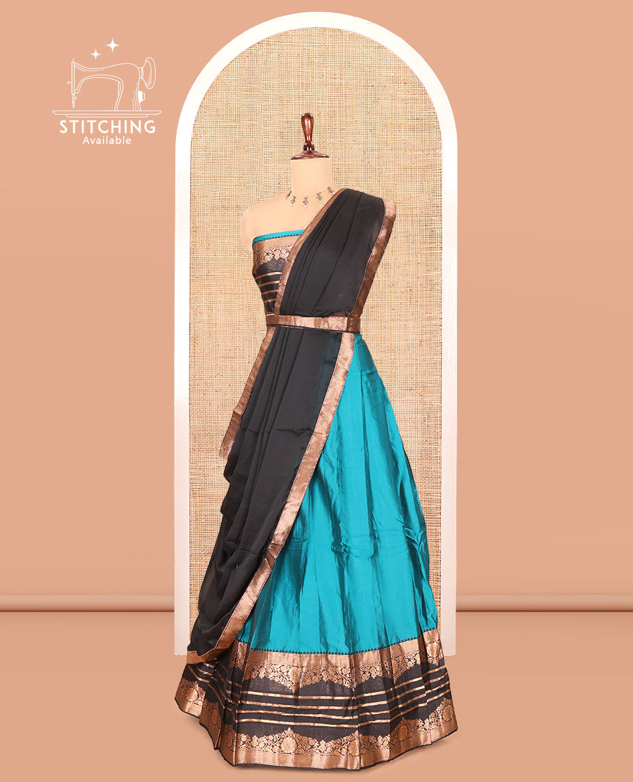 Rama Blue Semi-Silk Half-Saree
