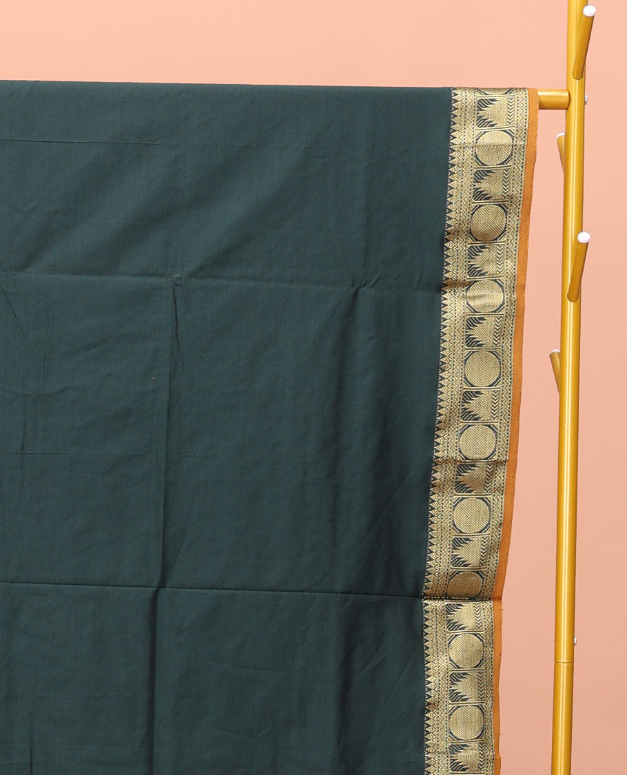 Green Plain Poly Cotton Saree