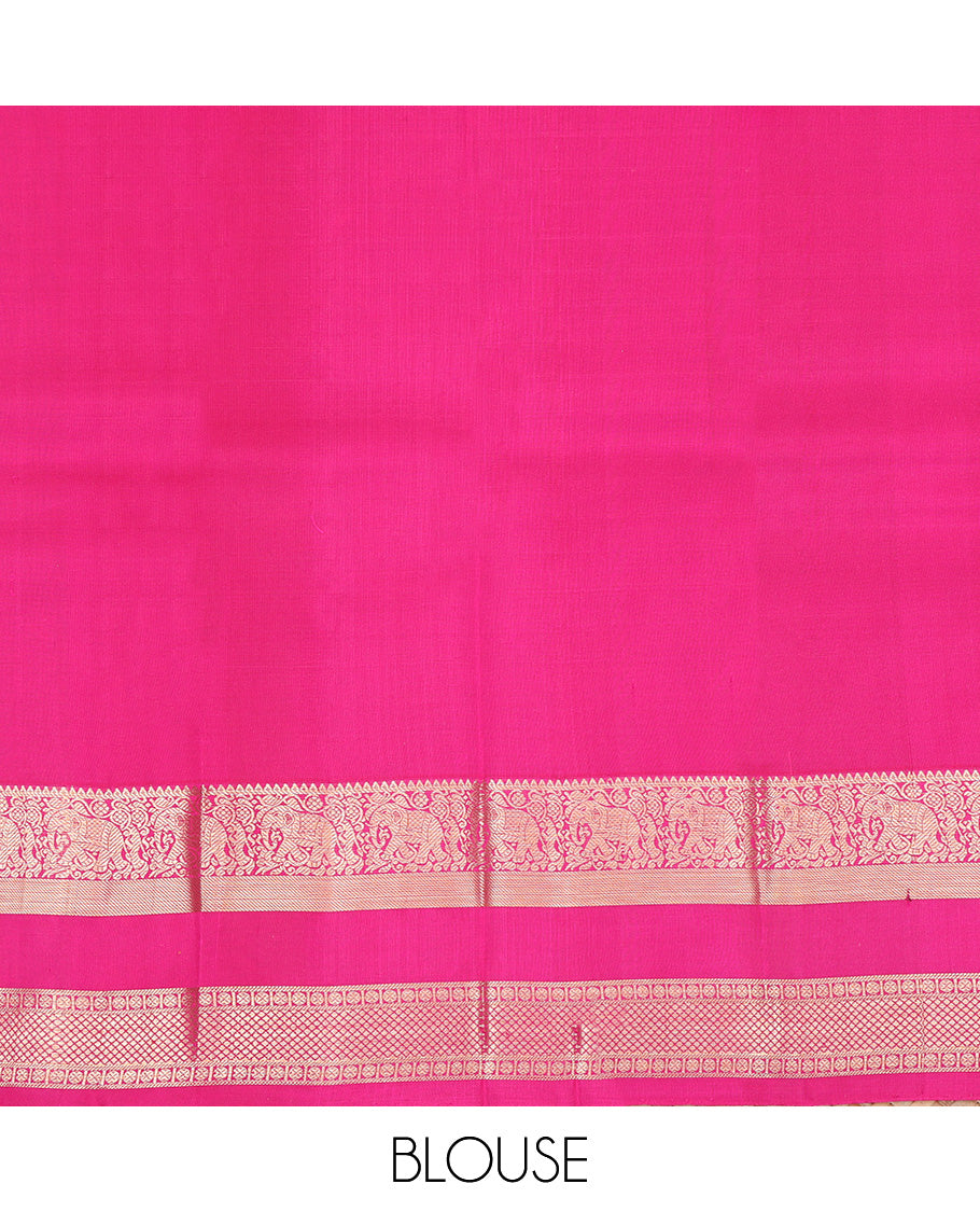 Orange Striped Pure Silk Navarathna Pavadai Material Set