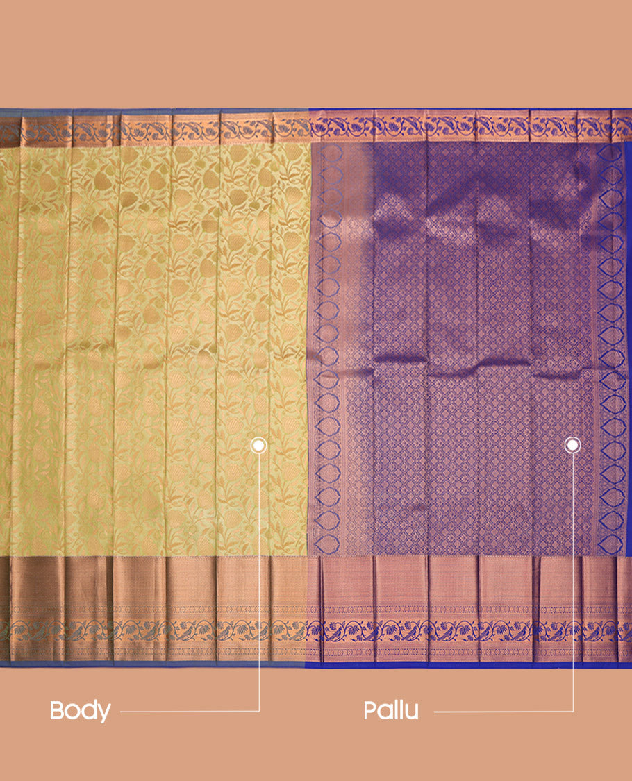 Green Budget Silk Saree, Subtly Sparkled with Jacquard, a Contrast Traditional Zari Border, Jaal Pallu, and a Contrast Blouse