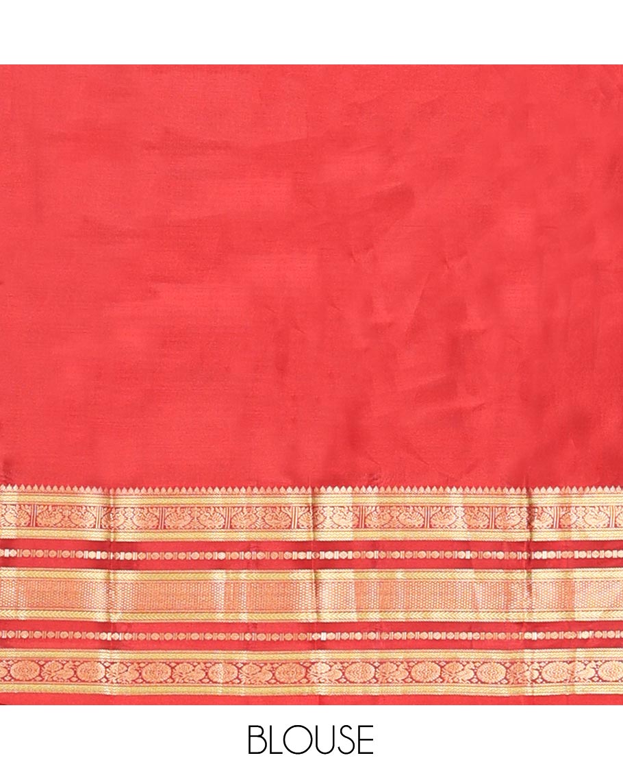 Coffee Brown Mayil-Chakra Vasundhara Lite Silk Mix Saree, Contrast Traditional Border, and Contrast Blouse