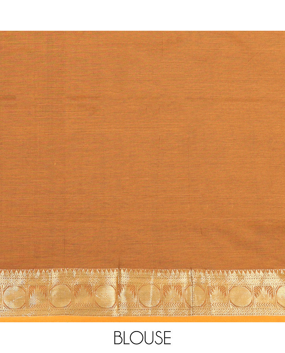 Green Plain Poly Cotton Saree