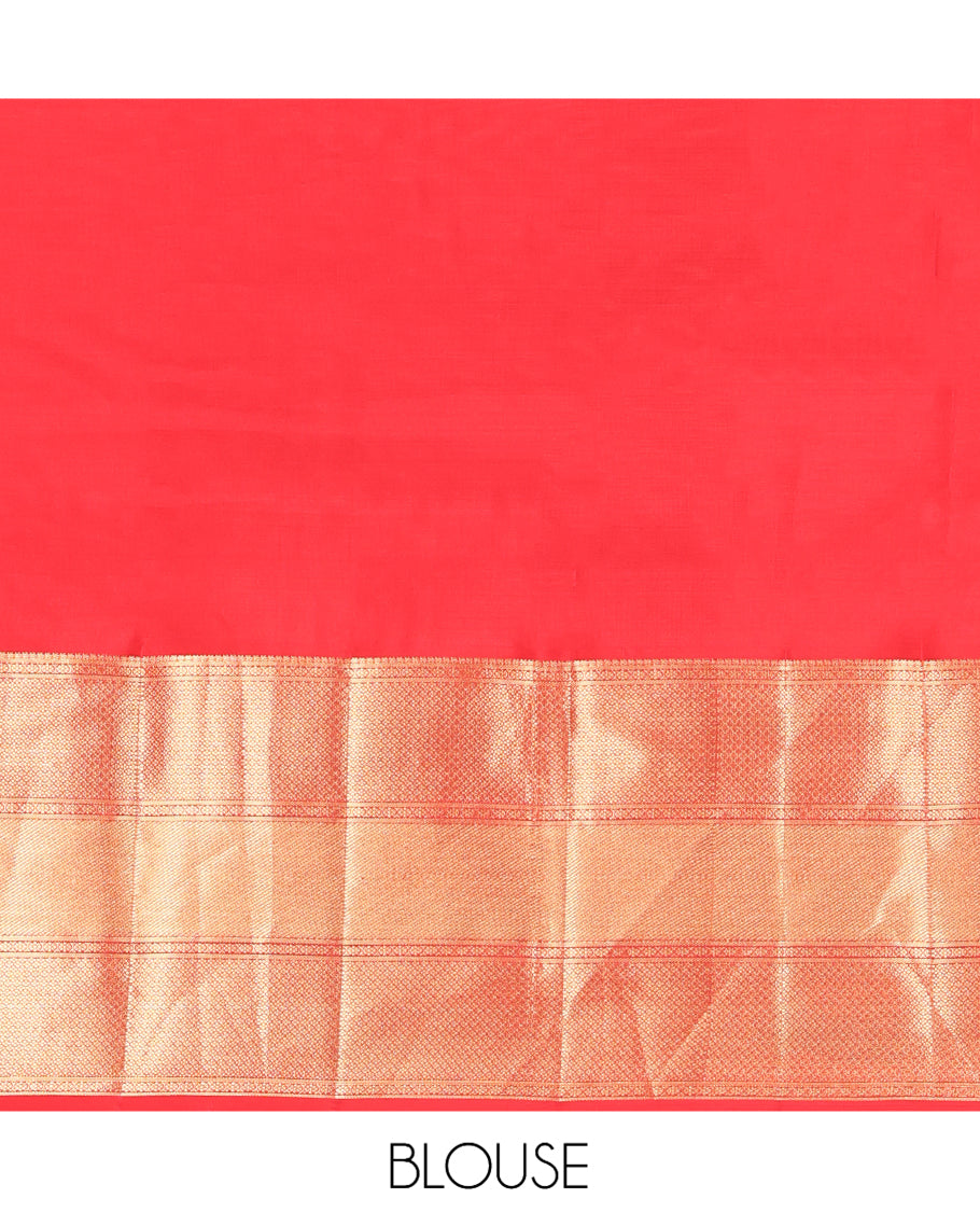 Red Zari Striped Vasundhara Lite Silk Mix Saree, a Traditional Border, Jaal Pallu, a Matching Blouse