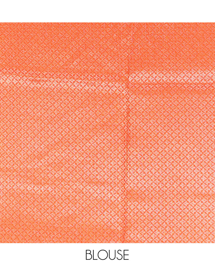 Borderless Orange Chanderi Cotton Saree, Richly Detailed with Zari Triangle Motifs Steeped All Over Its Body, Highlighted by Grand Zari Rich Pallu, and Paired with a Matching Brocade Blouse