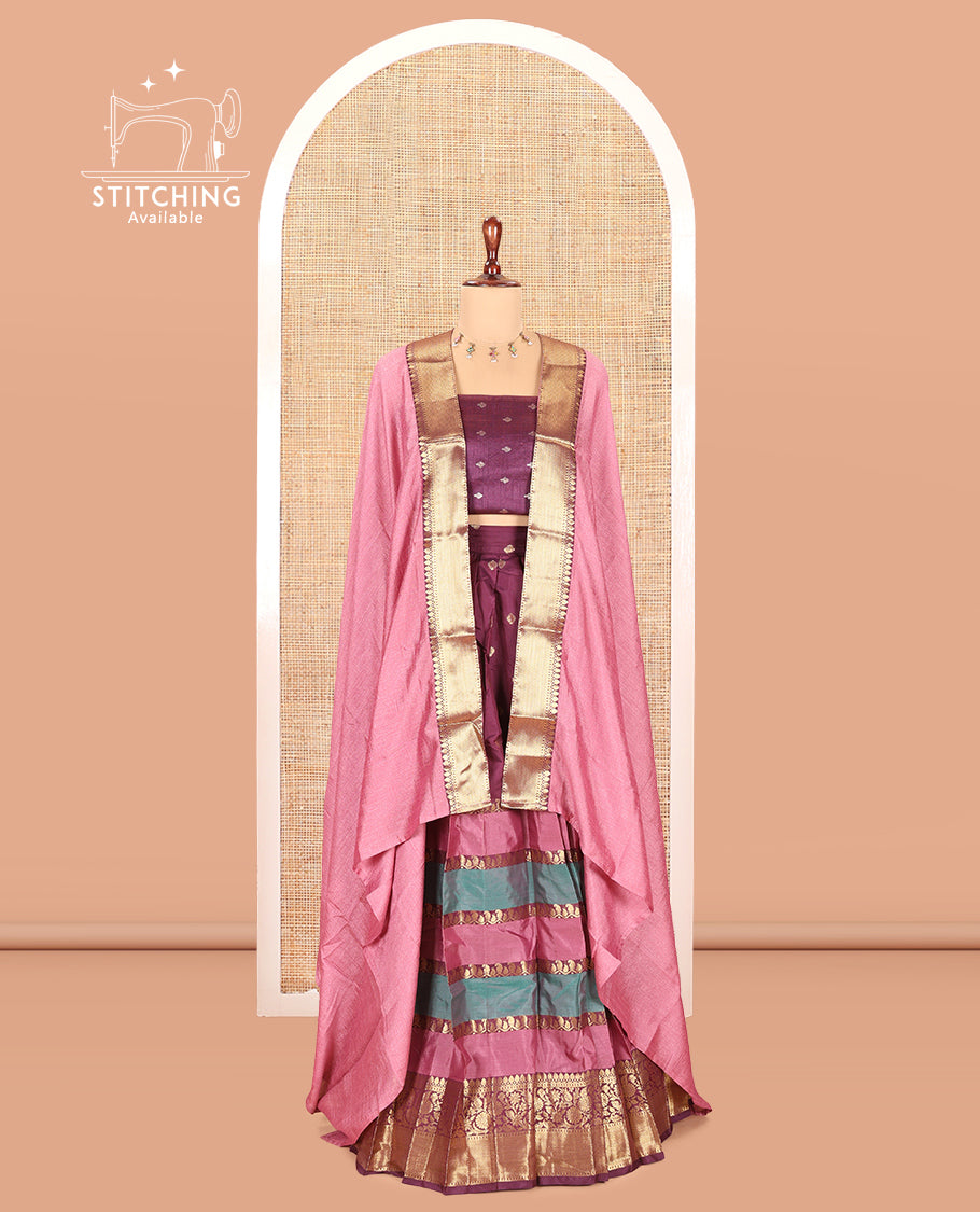Purple Semi-Silk Half-Saree