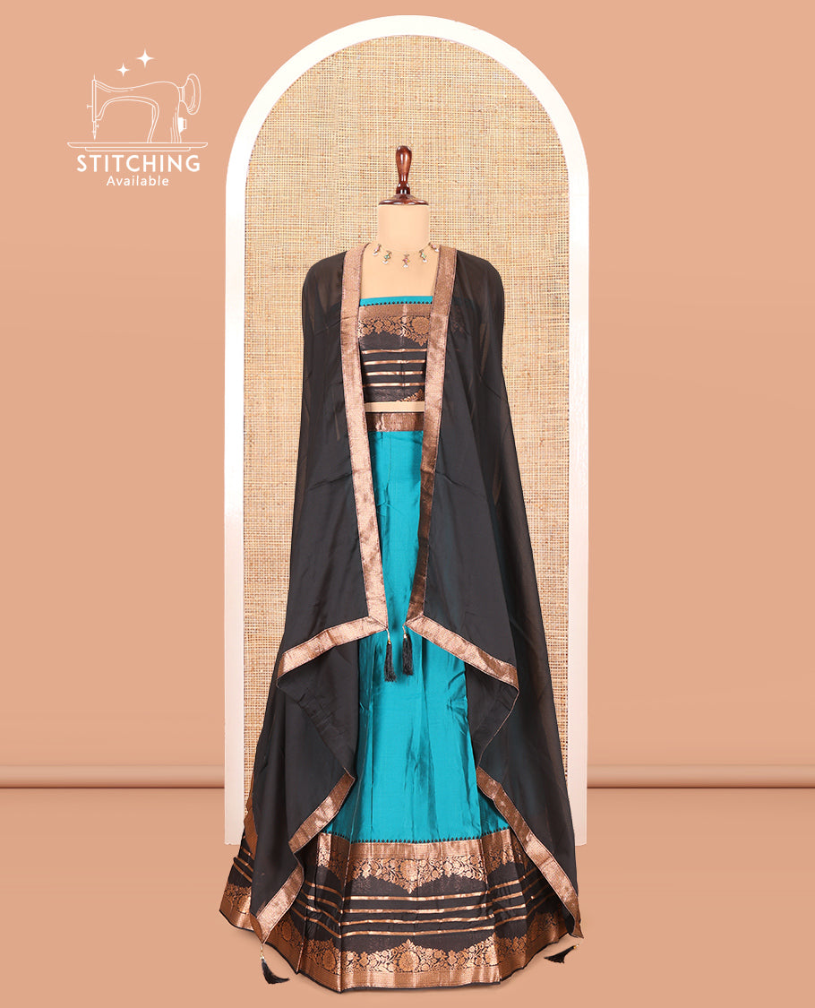 Rama Blue Semi-Silk Half-Saree