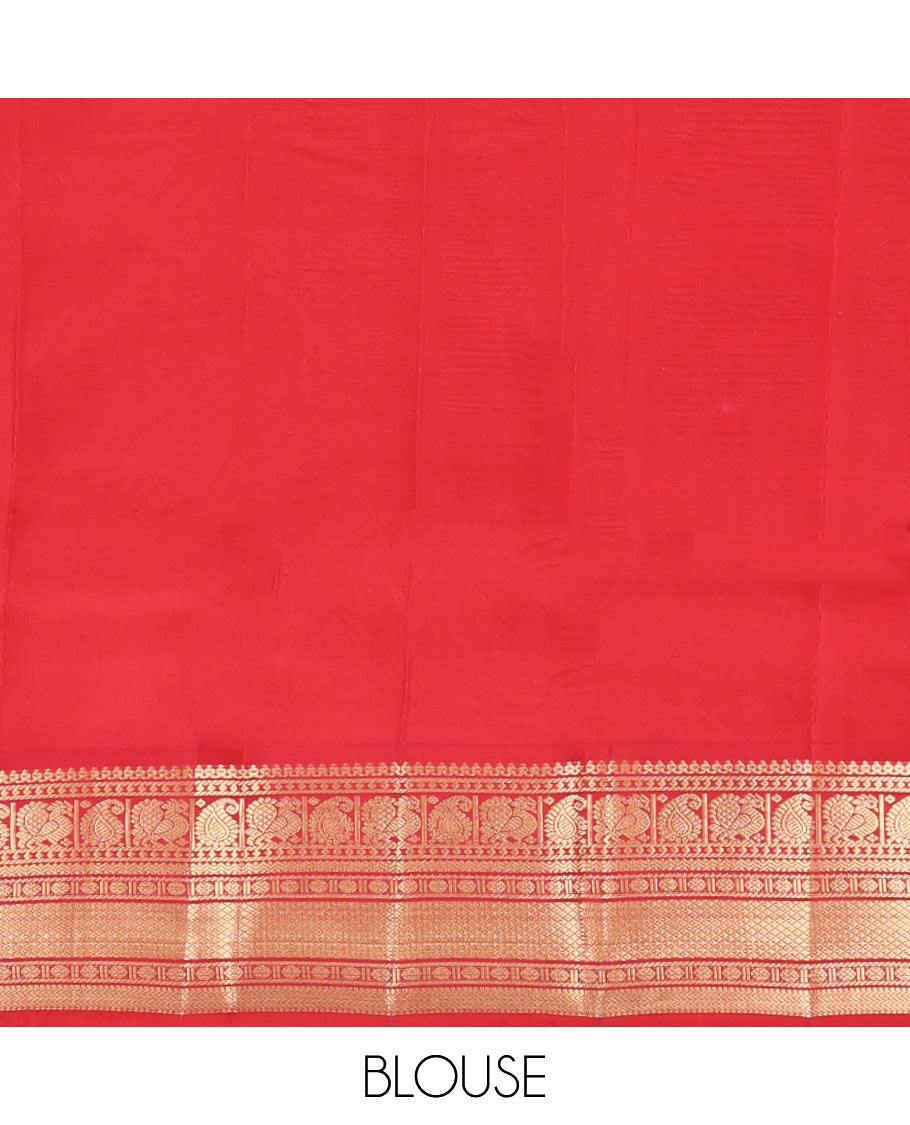 Grey Vasundhara Lite Silk Mix Saree, Woven with Mayil Buttas and Stripes, a Contrast Border of Thilakam Mokku, Manga Mayil, Poun, Mayil Kann, and Vanki, Jaal Pallu, and a Contrast Blouse