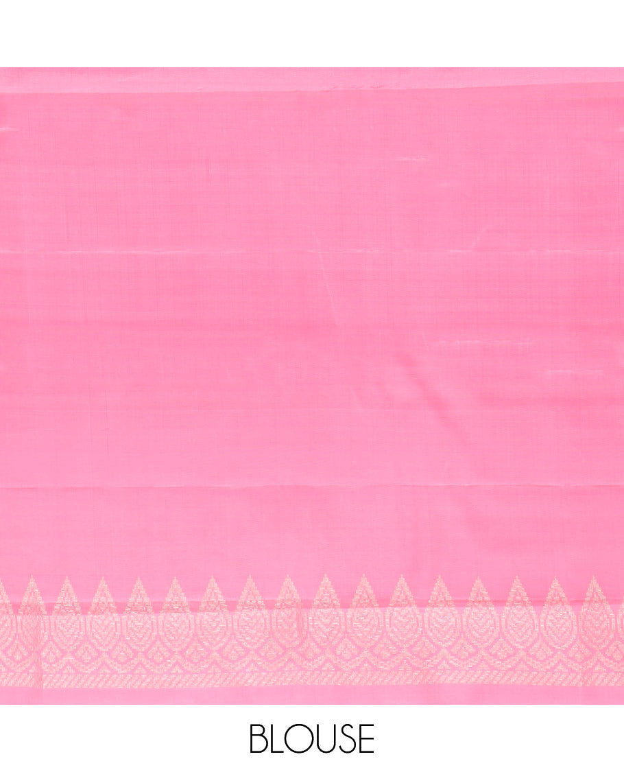 Violet striped, horse design kancheepuram silk sareee with geometric design pallu