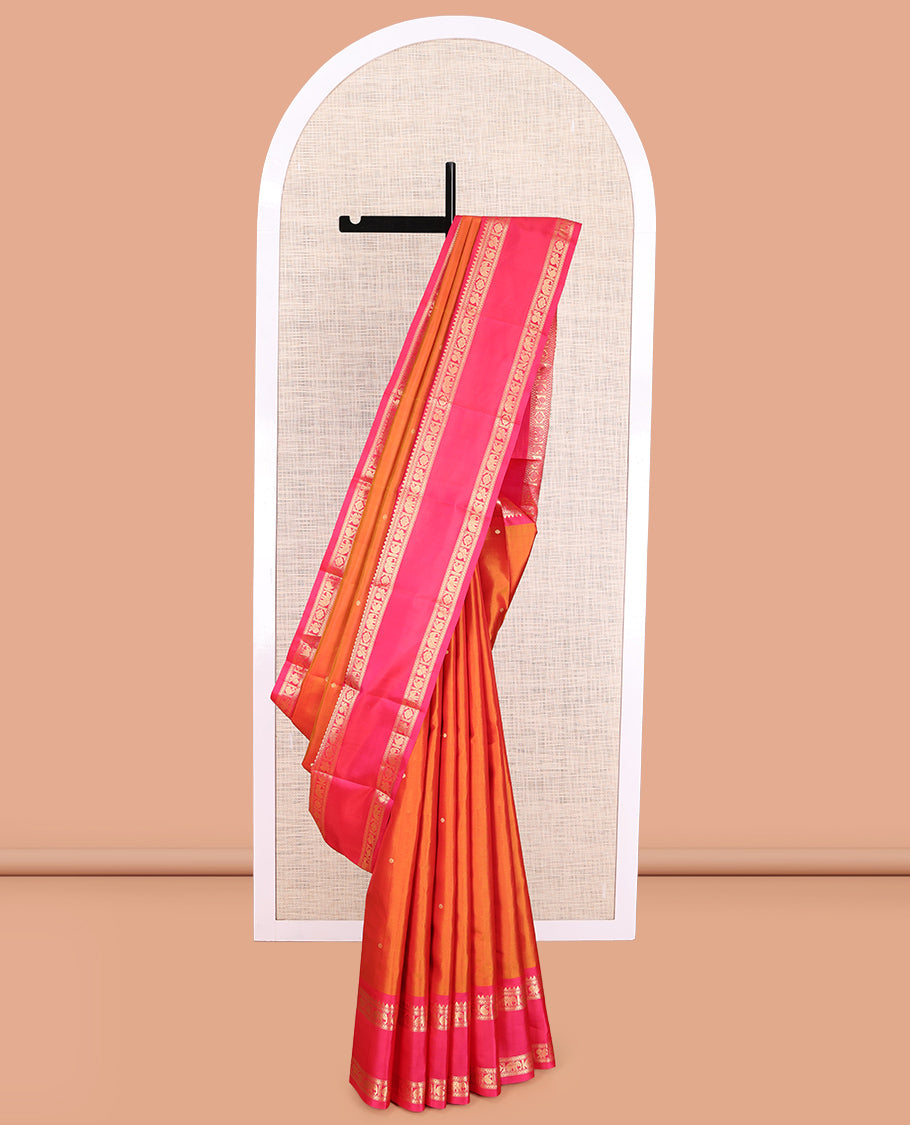 Orange Kanchipuram Chettinad Saree