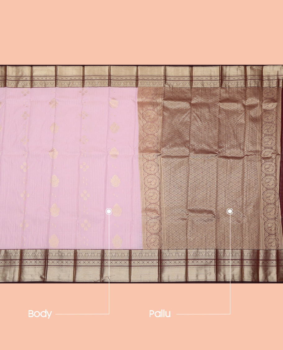Pink Contrast Traditional Budget Silk Saree
