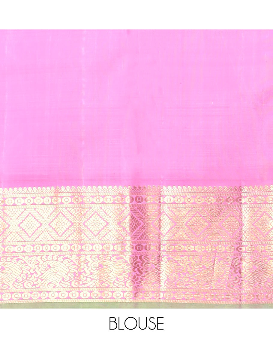 Maroon floral vine design kancheepuram silk saree with contrast korvai border of intricate zari design border & floral checked design pallu