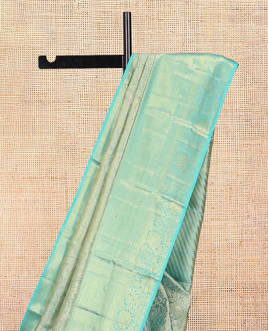 Turquoise Kanchipuram Tissue Silk Saree