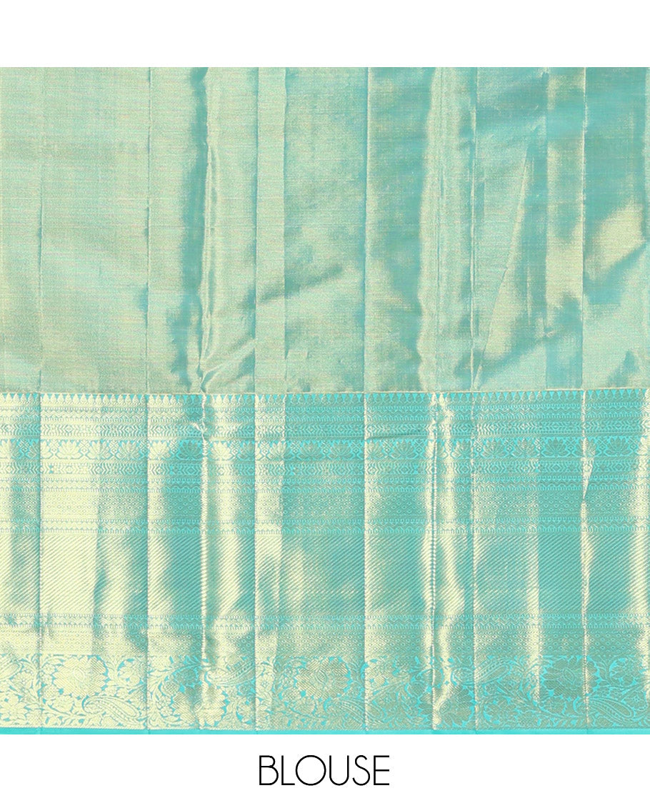Turquoise Kanchipuram Tissue Silk Saree