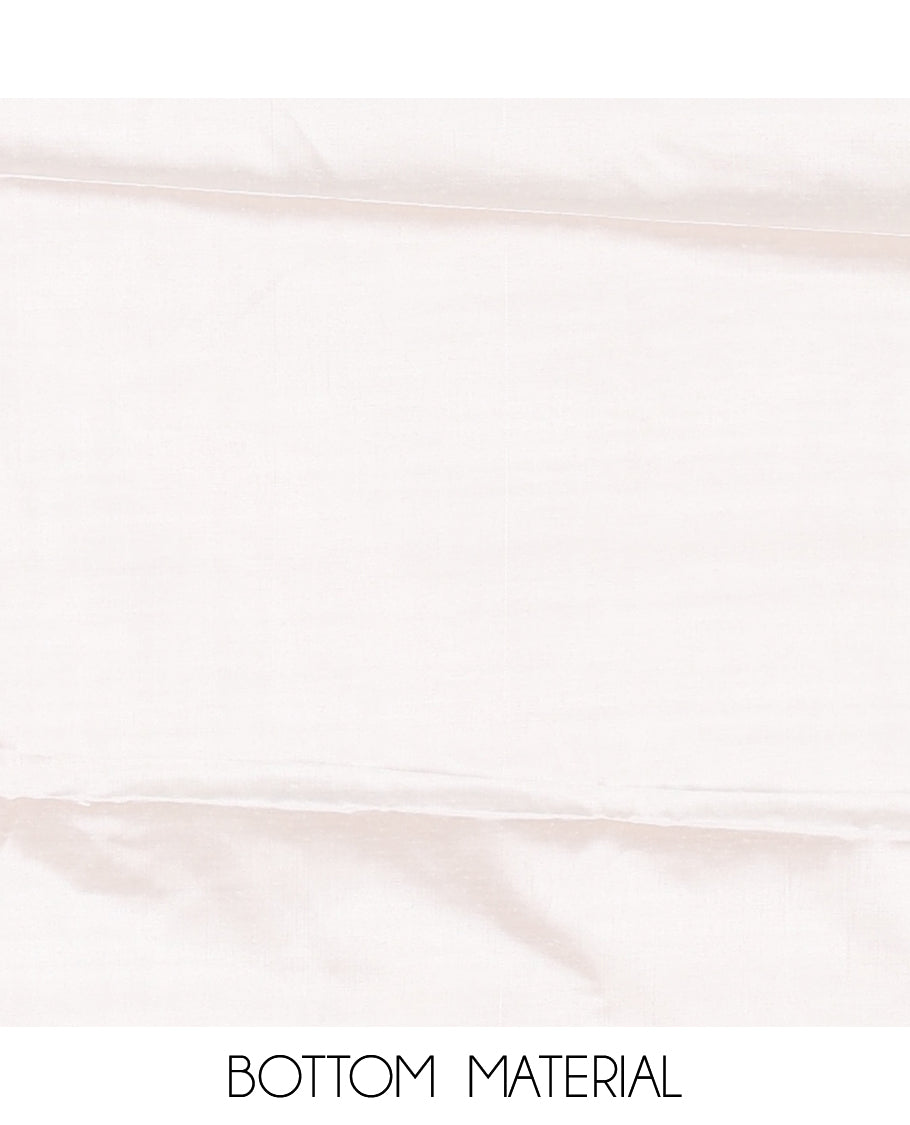 Cream-Pink Semi-Silk Material Chudidar, Floral Printed Top, Matching Bottom, Floral Printed Dupatta
